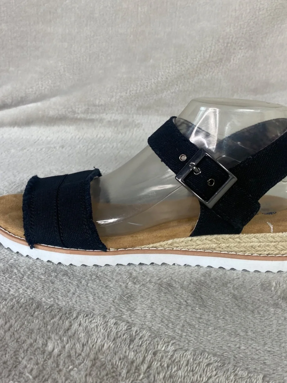 Skechers Bobs Desert Kiss Womens Sandal Size 9 Black Linen Slingback NEW - Picture 2 of 11